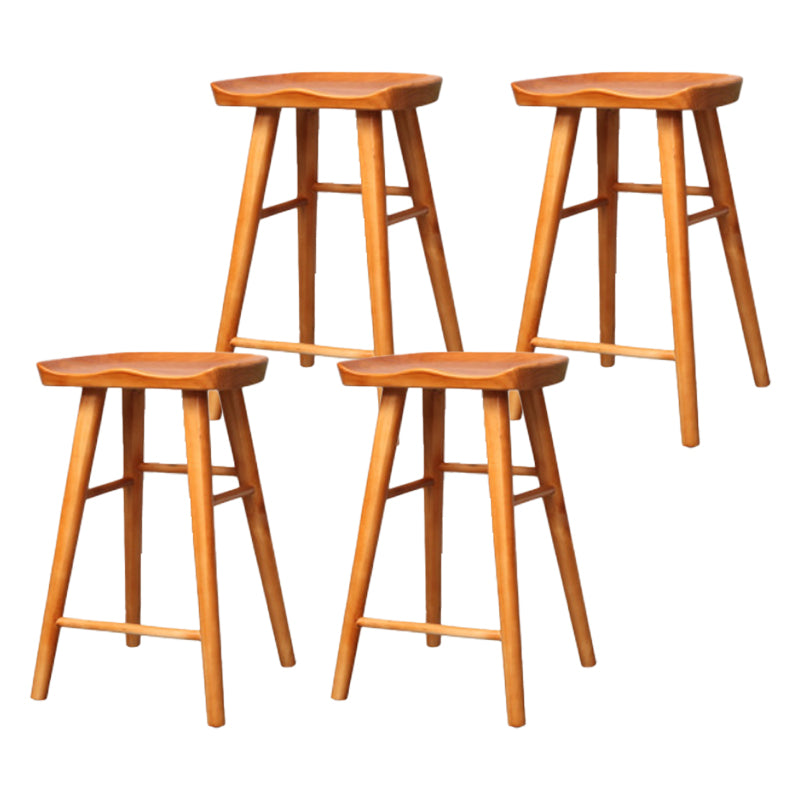 Industrial Armless Backless Counter Stool Wood Bar Stool with Pedal for Cafe