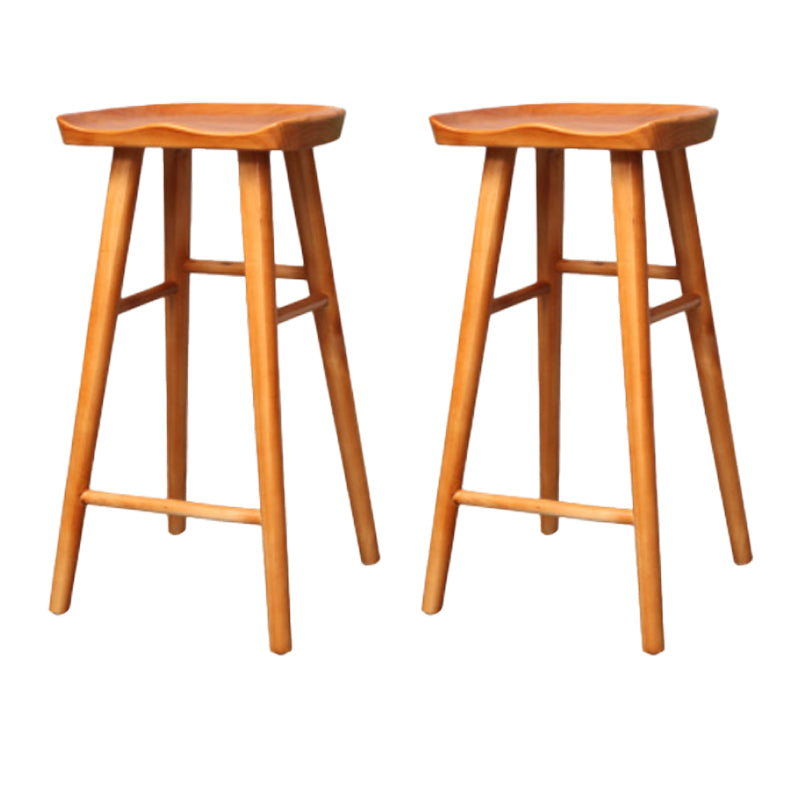 Industrial Armless Backless Counter Stool Wood Bar Stool with Pedal for Cafe