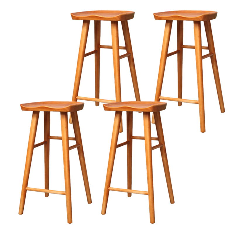 Industrial Armless Backless Counter Stool Wood Bar Stool with Pedal for Cafe