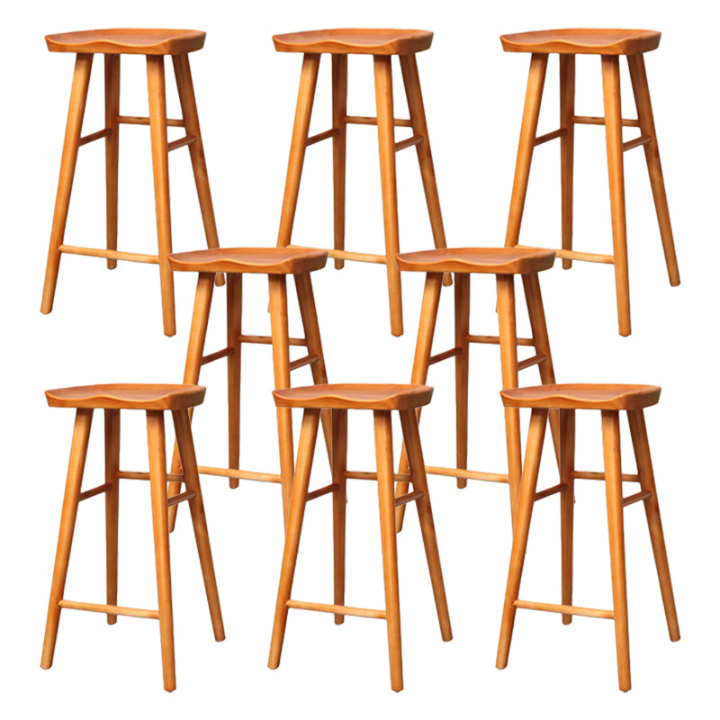 Industrial Armless Backless Counter Stool Wood Bar Stool with Pedal for Cafe