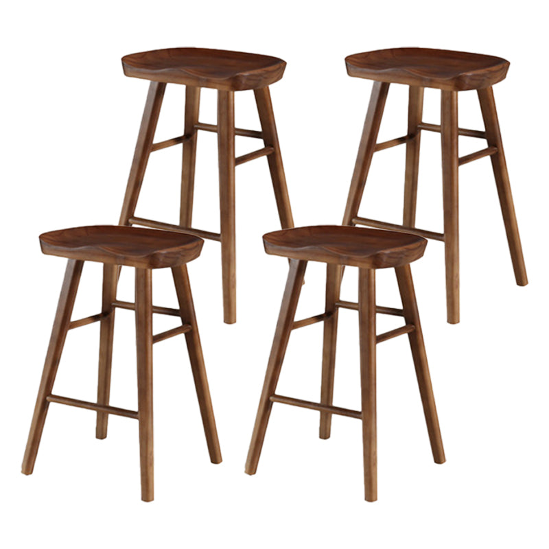 Industrial Armless Backless Counter Stool Wood Bar Stool with Pedal for Cafe