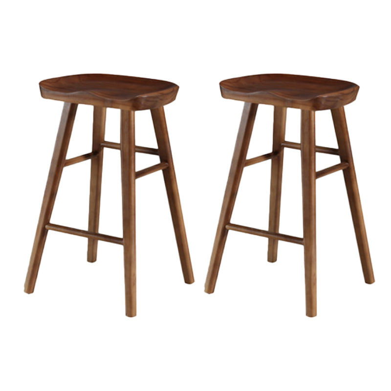 Industrial Armless Backless Counter Stool Wood Bar Stool with Pedal for Cafe