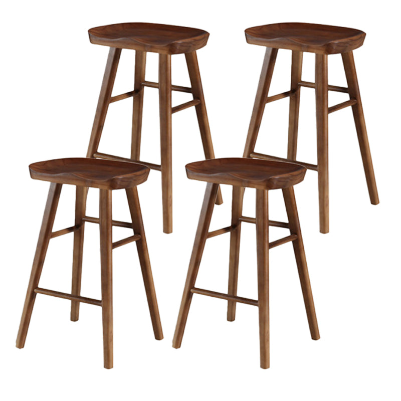 Industrial Armless Backless Counter Stool Wood Bar Stool with Pedal for Cafe