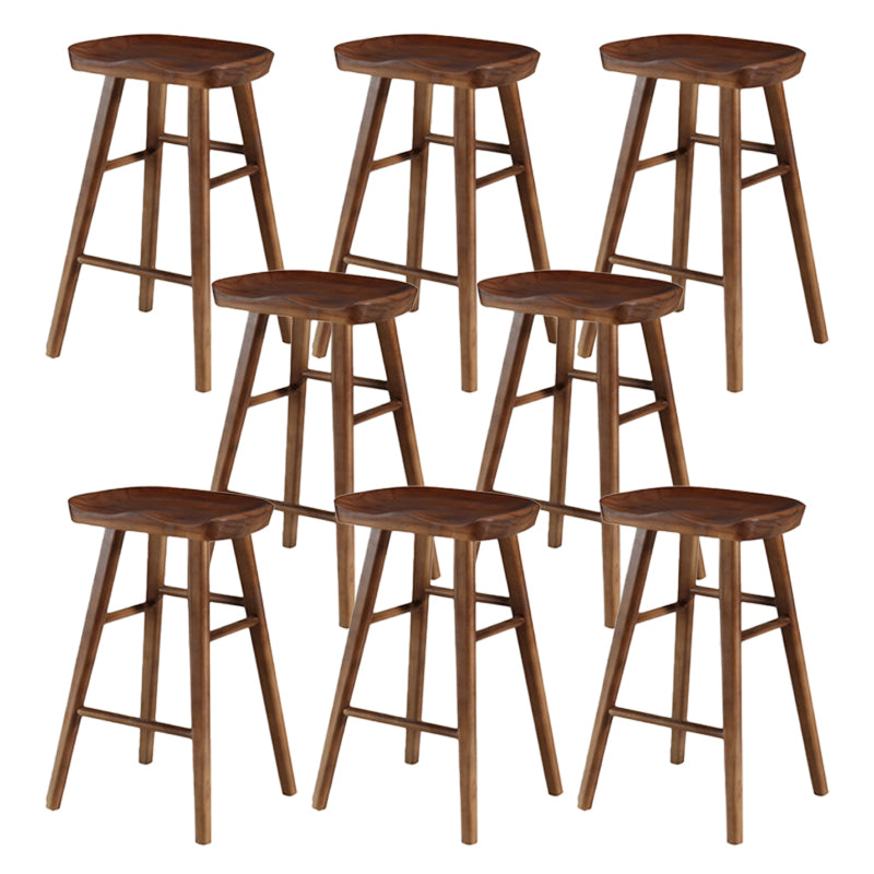 Industrial Armless Backless Counter Stool Wood Bar Stool with Pedal for Cafe
