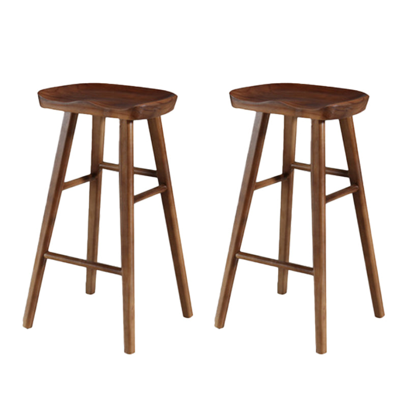 Industrial Armless Backless Counter Stool Wood Bar Stool with Pedal for Cafe