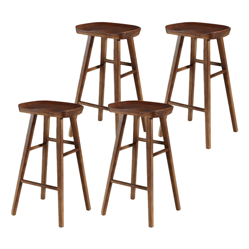 Industrial Armless Backless Counter Stool Wood Bar Stool with Pedal for Cafe