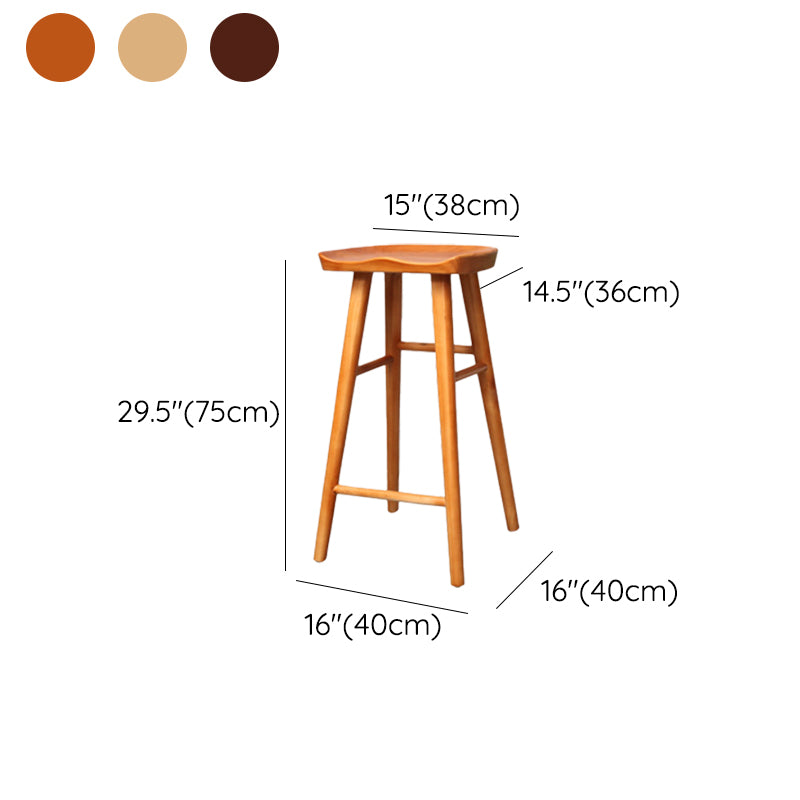 Industrial Armless Backless Counter Stool Wood Bar Stool with Pedal for Cafe