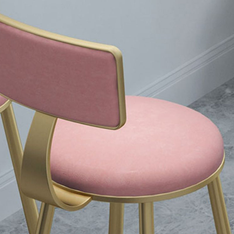 Glam Backrest Bar Stool Gold Metal Dining Stool with Cushion