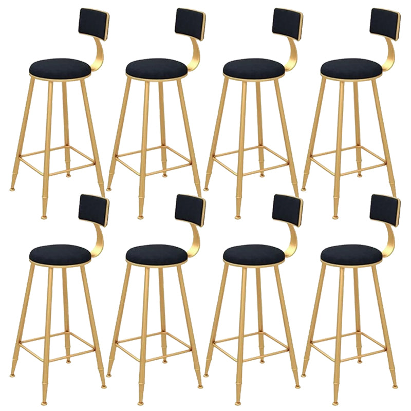 Glam Backrest Bar Stool Gold Metal Dining Stool with Cushion