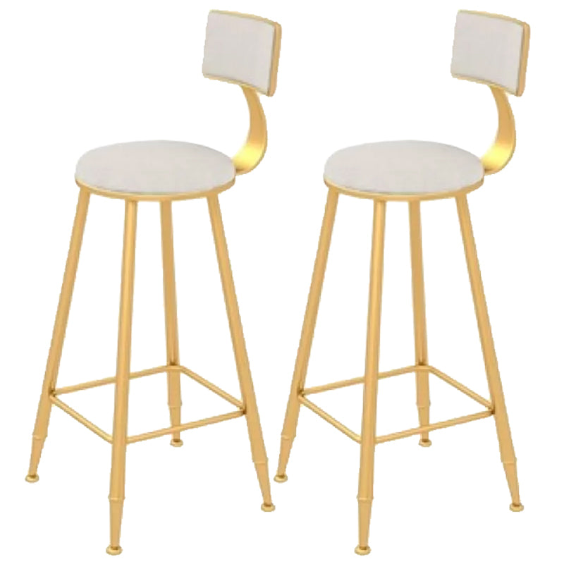 Glam Backrest Bar Stool Gold Metal Dining Stool with Cushion