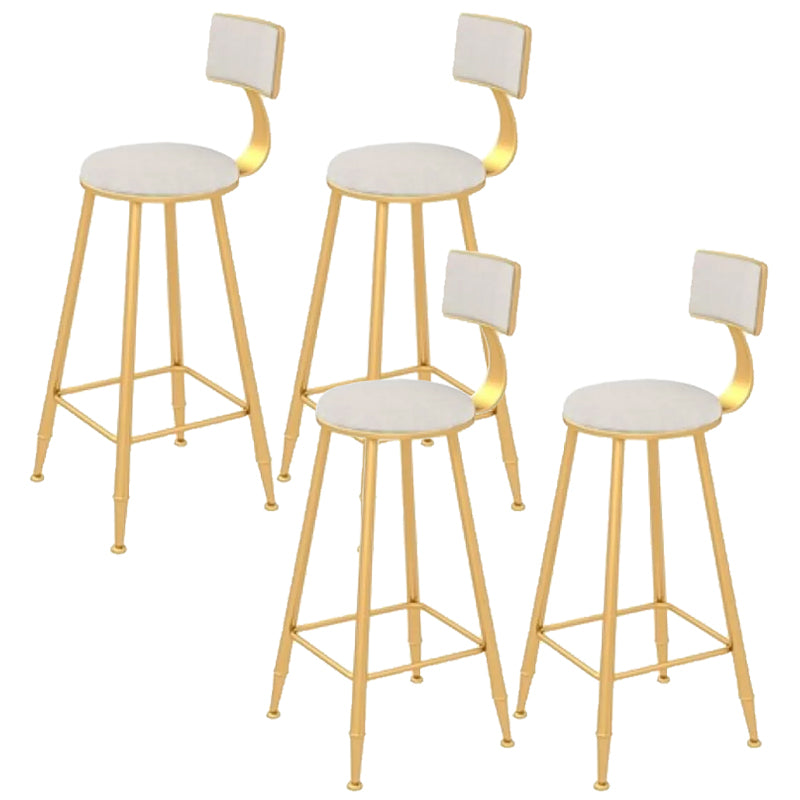Glam Backrest Bar Stool Gold Metal Dining Stool with Cushion