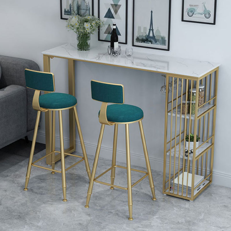 Glam Backrest Bar Stool Gold Metal Dining Stool with Cushion
