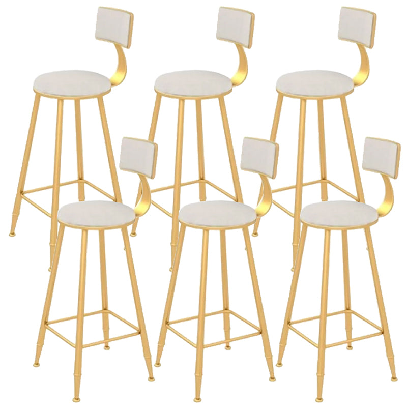 Glam Backrest Bar Stool Gold Metal Dining Stool with Cushion