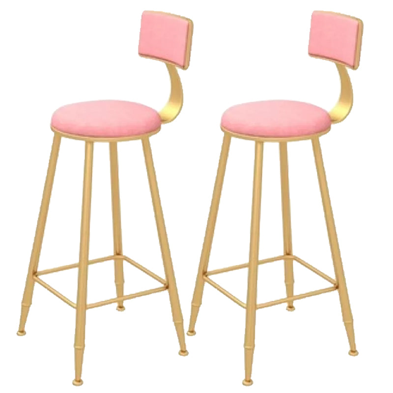 Glam Backrest Bar Stool Gold Metal Dining Stool with Cushion