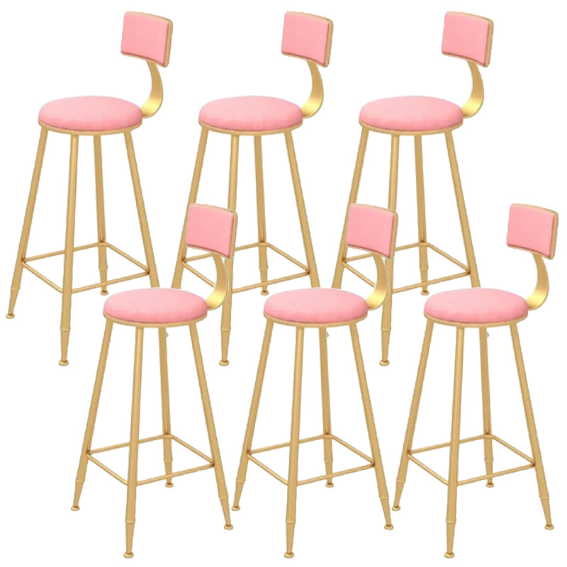 Glam Backrest Bar Stool Gold Metal Dining Stool with Cushion