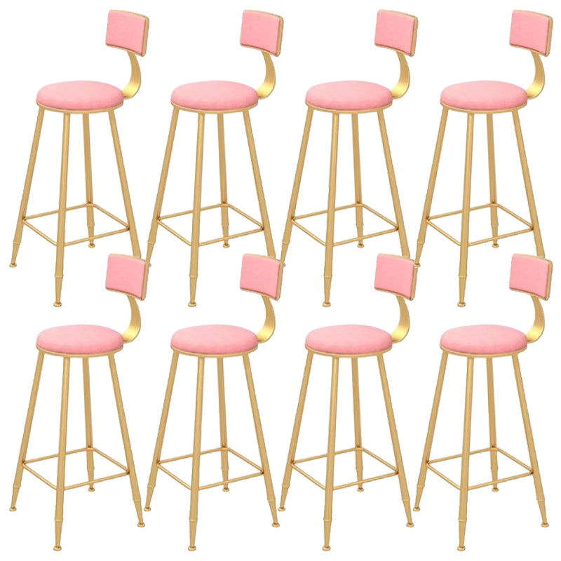Glam Backrest Bar Stool Gold Metal Dining Stool with Cushion