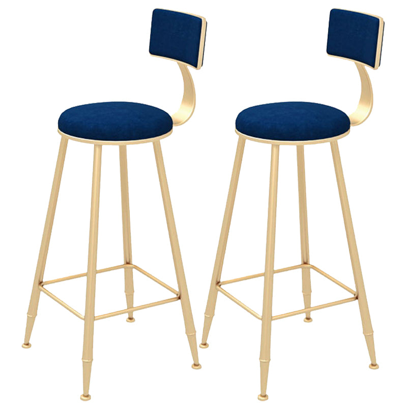 Glam Backrest Bar Stool Gold Metal Dining Stool with Cushion