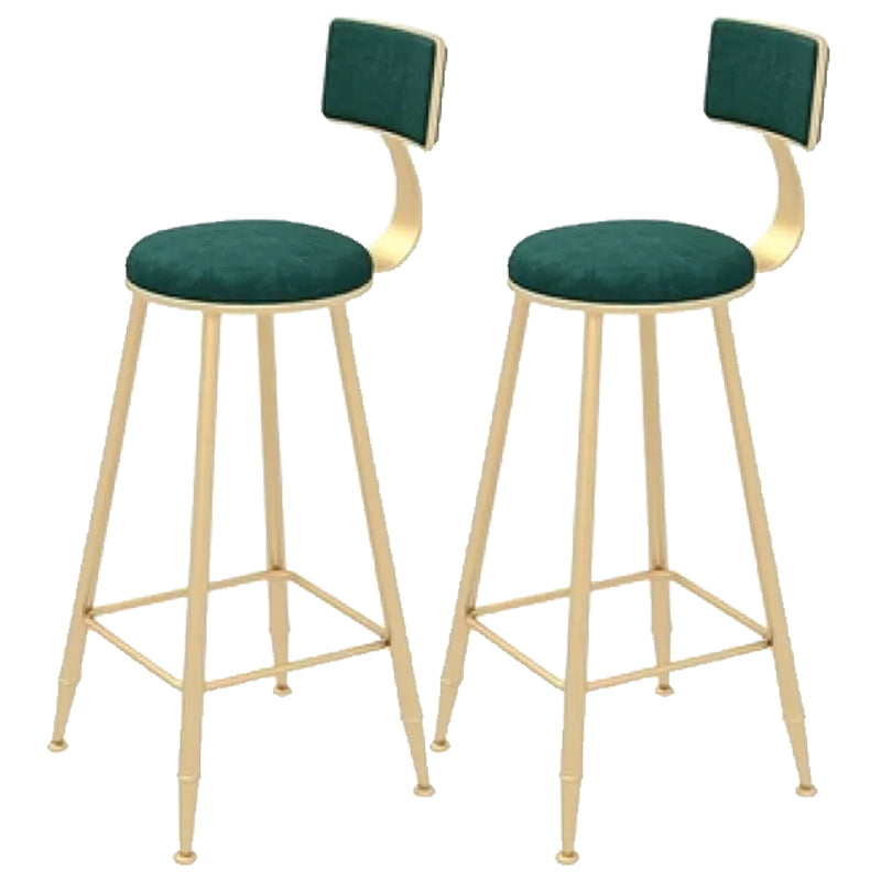 Glam Backrest Bar Stool Gold Metal Dining Stool with Cushion