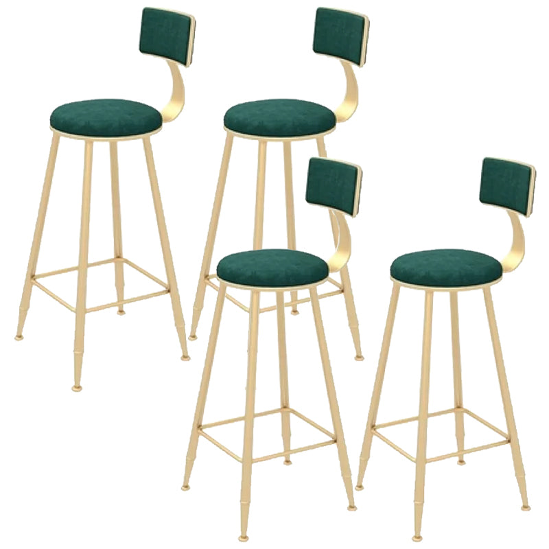 Glam Backrest Bar Stool Gold Metal Dining Stool with Cushion