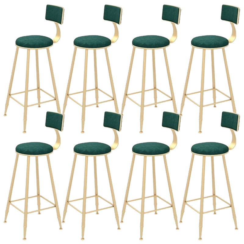 Glam Backrest Bar Stool Gold Metal Dining Stool with Cushion