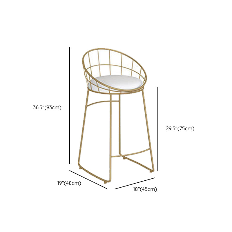 Industrial Metal Bar Stools Armless Backrest Barstool with Cushion