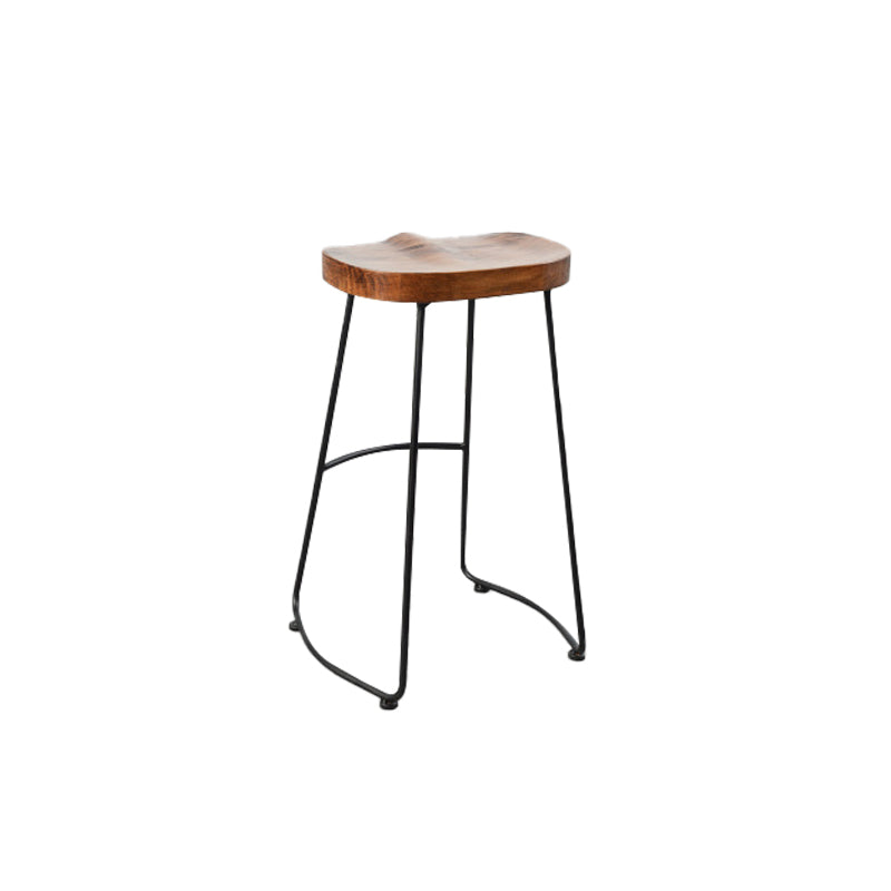 Contemporary Armless Bar Stools Solid Wood Barstool with Footrest