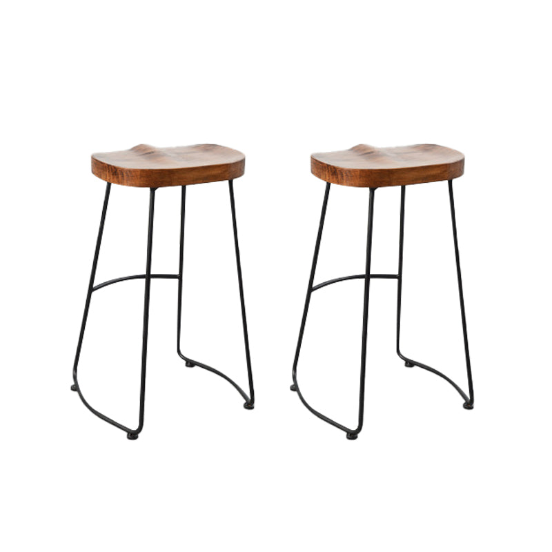Contemporary Armless Bar Stools Solid Wood Barstool with Footrest