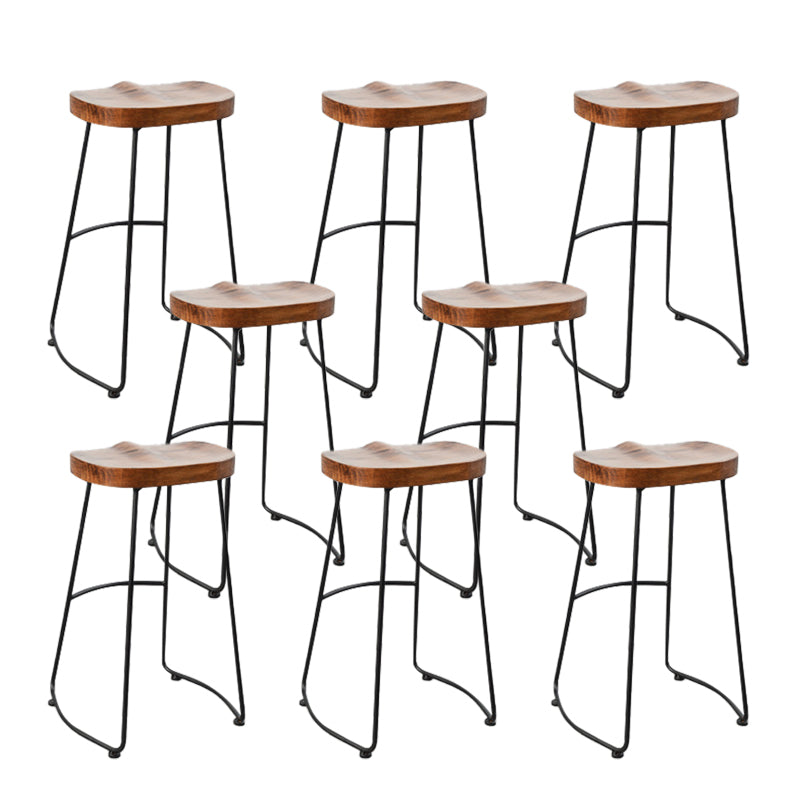 Contemporary Armless Bar Stools Solid Wood Barstool with Footrest