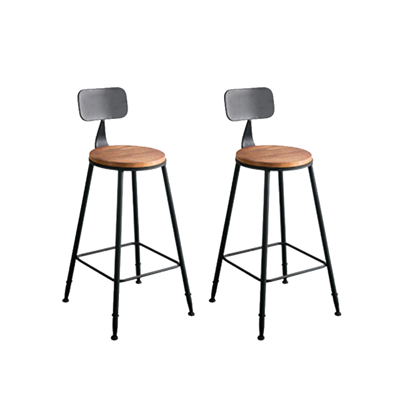 Contemporary Armless Bar Stools Solid Wood Barstool with Footrest