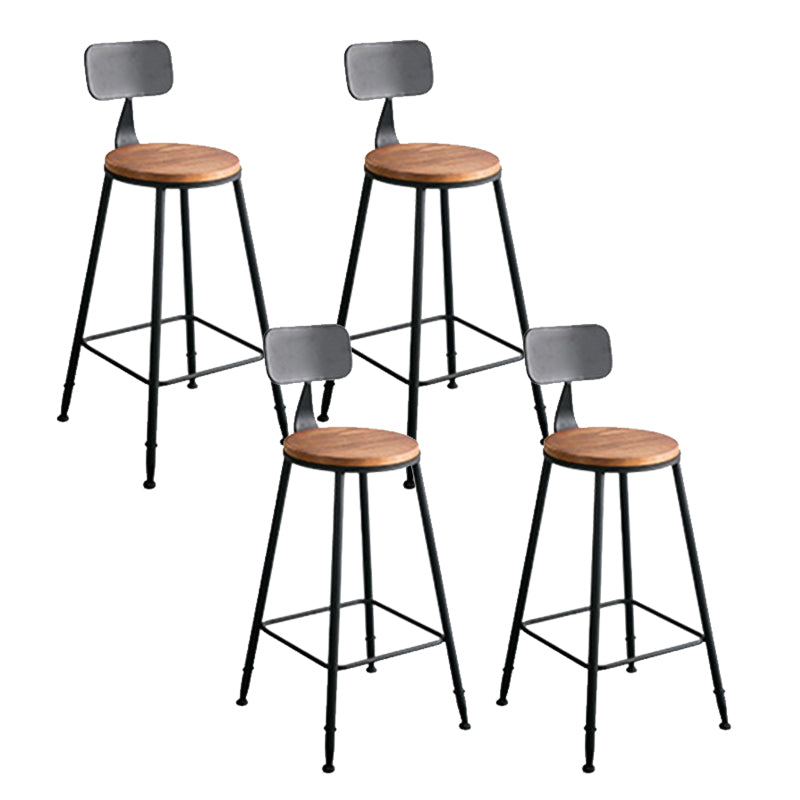 Contemporary Armless Bar Stools Solid Wood Barstool with Footrest