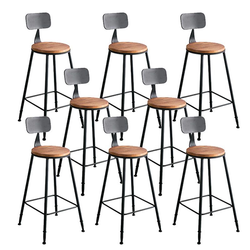 Contemporary Armless Bar Stools Solid Wood Barstool with Footrest