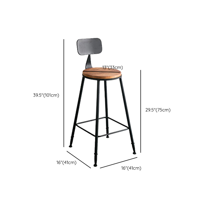 Contemporary Armless Bar Stools Solid Wood Barstool with Footrest