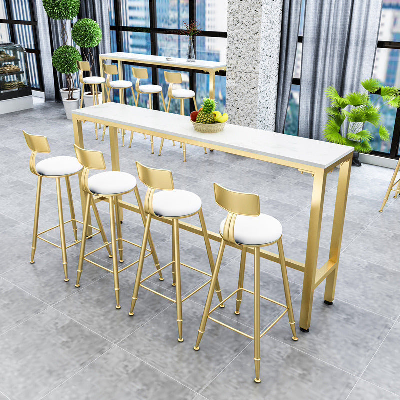 Glam Cushion Bar Stool Backrest Barstool with Gold Metal Legs