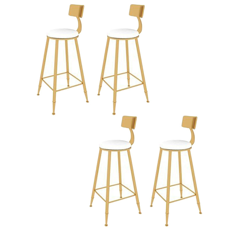 Glam Cushion Bar Stool Backrest Barstool with Gold Metal Legs