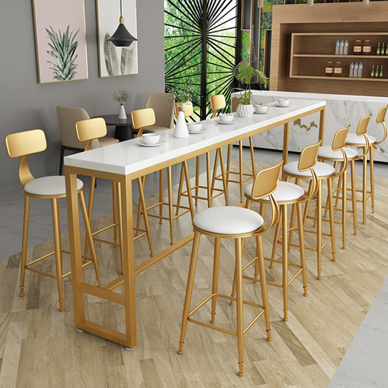 Glam Cushion Bar Stool Backrest Barstool with Gold Metal Legs