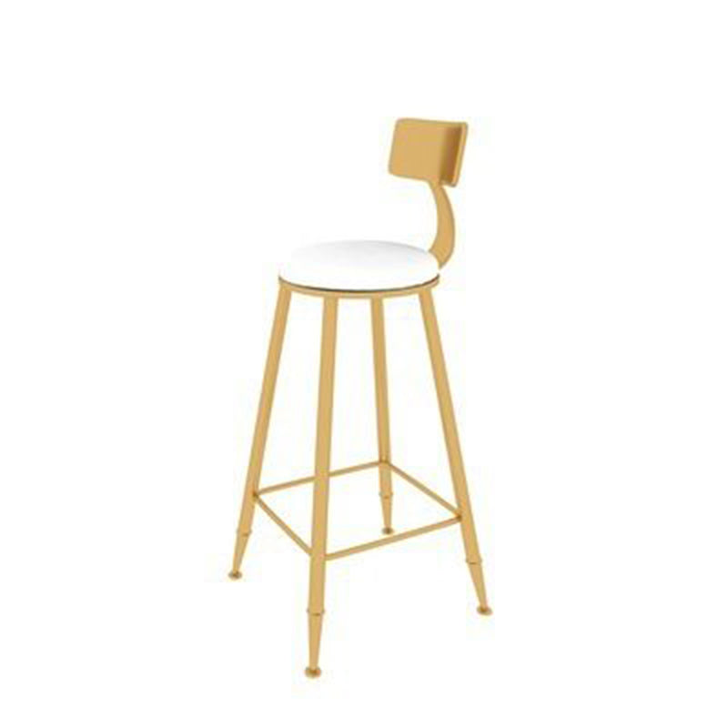 Glam Cushion Bar Stool Backrest Barstool with Gold Metal Legs