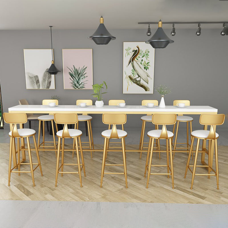 Glam Cushion Bar Stool Backrest Barstool with Gold Metal Legs