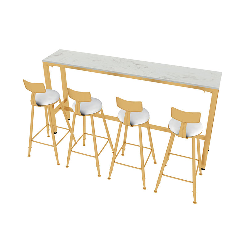 Glam Cushion Bar Stool Backrest Barstool with Gold Metal Legs