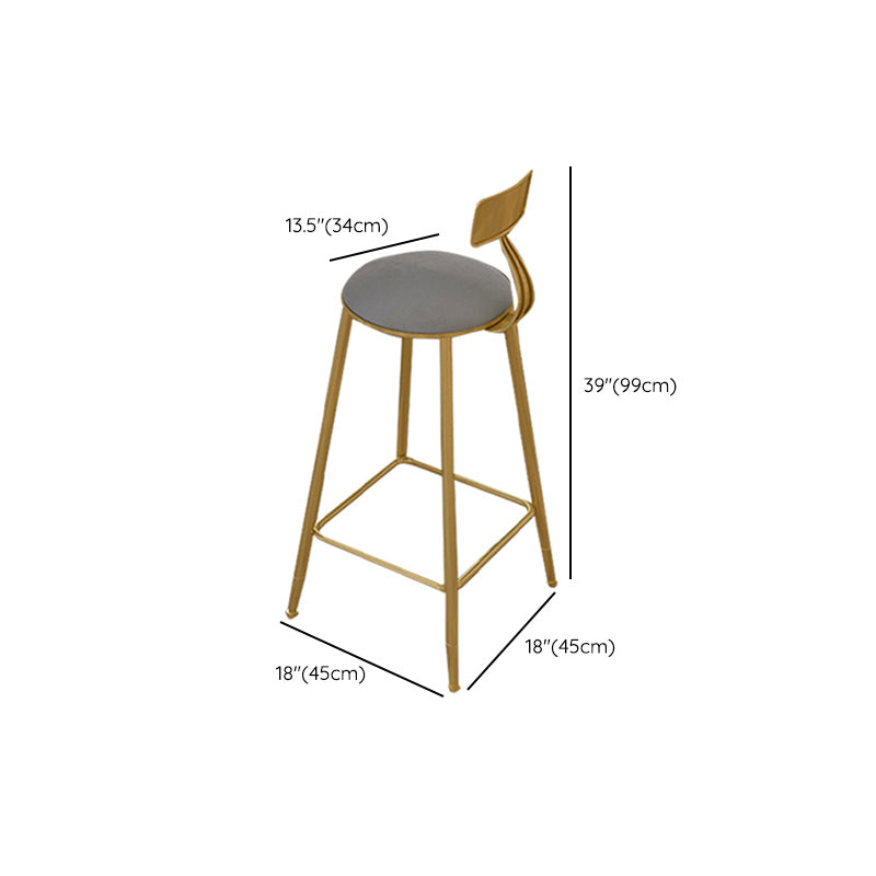 Contemporary Bar Stool Cushion Barstool with Gold Metal Legs