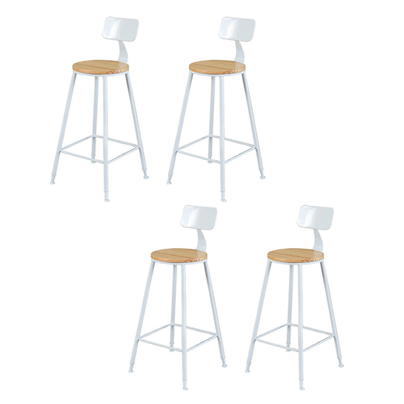 Contemporary Bar Stool Solid Wood Barstool with White Metal Legs