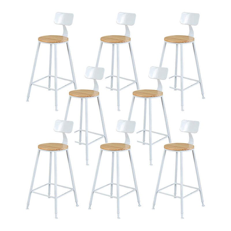 Contemporary Bar Stool Solid Wood Barstool with White Metal Legs
