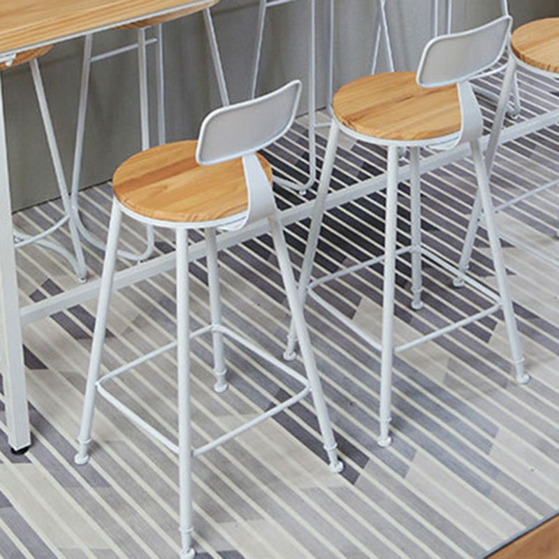 Contemporary Bar Stool Solid Wood Barstool with White Metal Legs