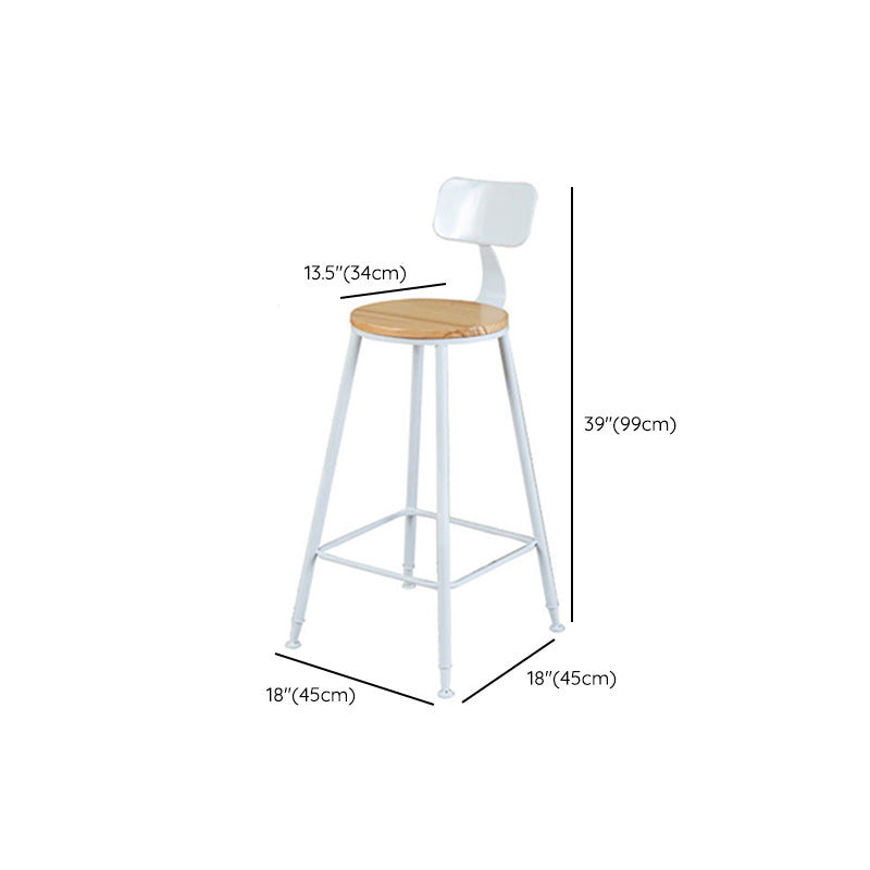 Contemporary Bar Stool Solid Wood Barstool with White Metal Legs