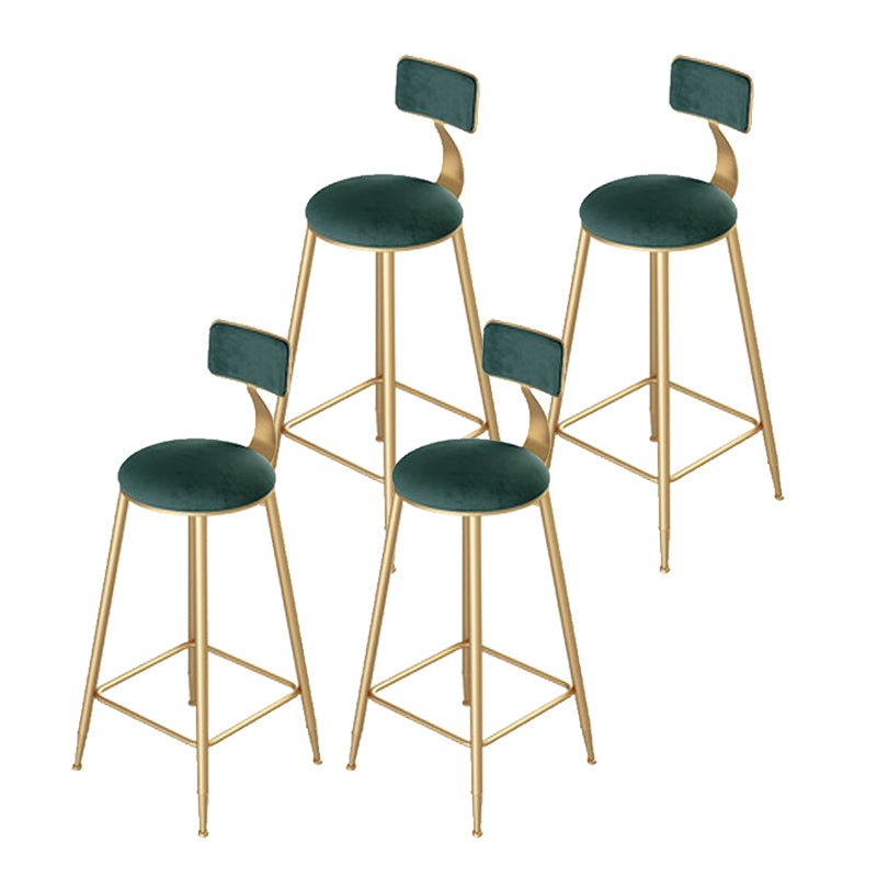 Green Cushion Bar Stools Armless Barstool with Gold Metal Legs