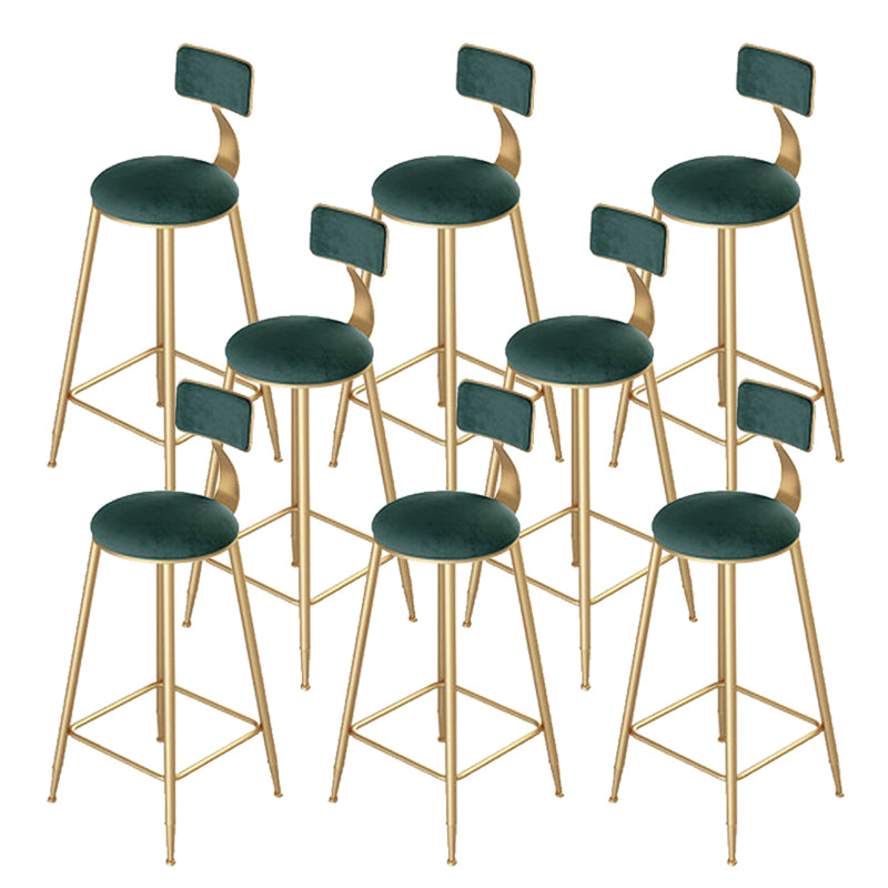 Green Cushion Bar Stools Armless Barstool with Gold Metal Legs