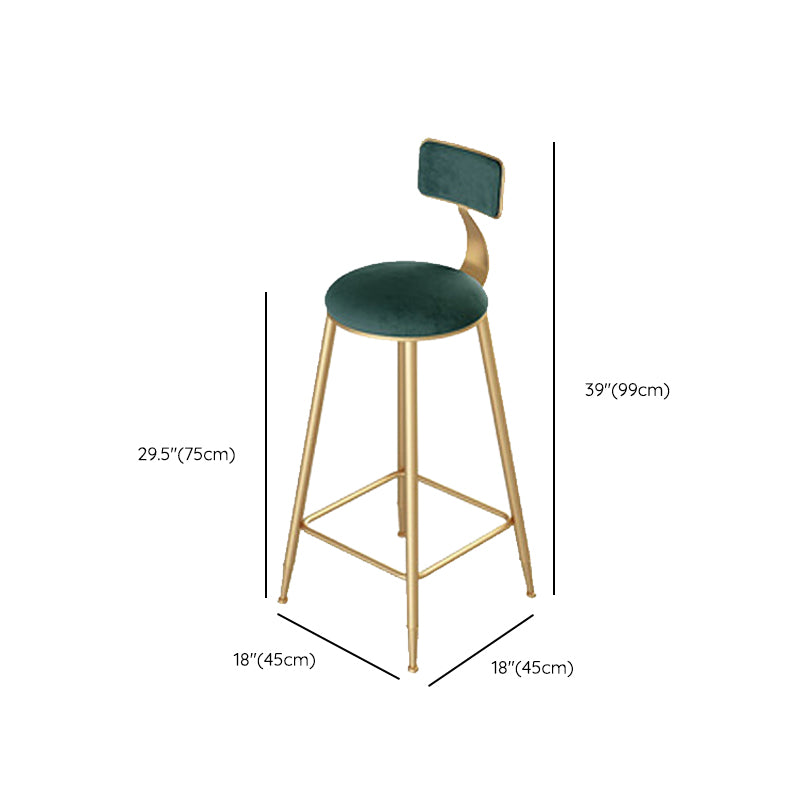 Green Cushion Bar Stools Armless Barstool with Gold Metal Legs