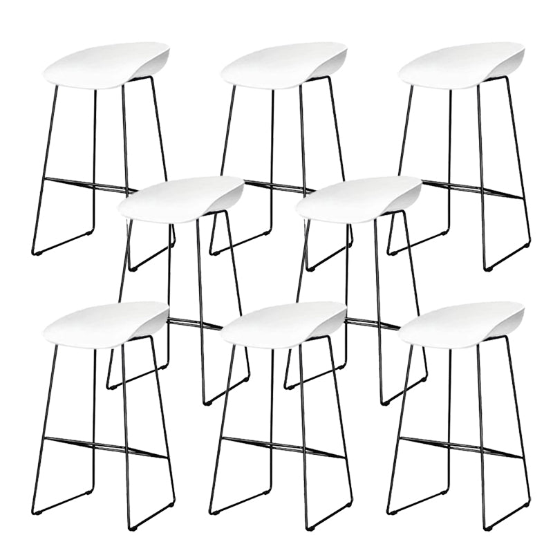 Plastic Armless Barstools Industrial Bar Stools with Metal Legs