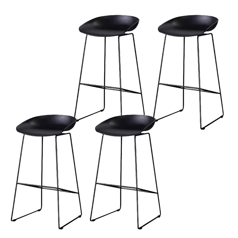 Plastic Armless Barstools Industrial Bar Stools with Metal Legs