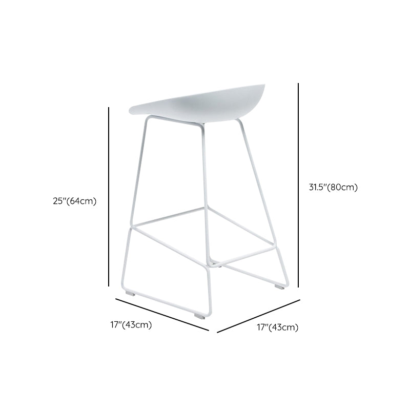 Plastic Armless Barstools Industrial Bar Stools with Metal Legs