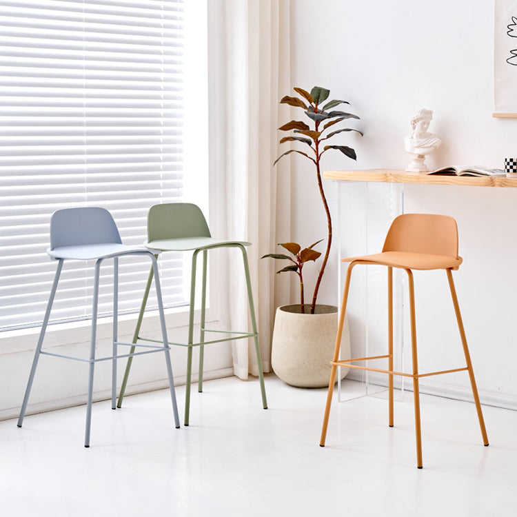 Indoor Glam Armless Low Back Bar Stool Plastic Stool with Steel Legs